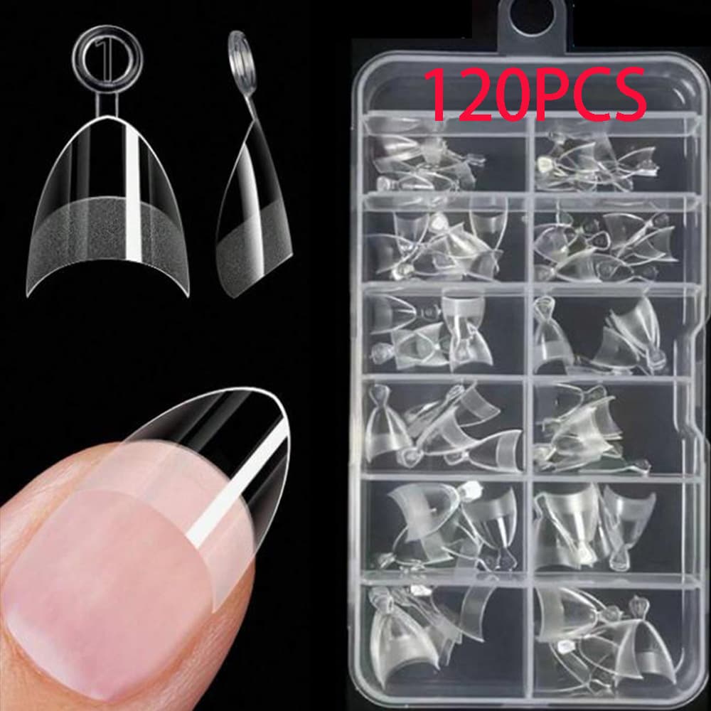120pcs Box Ultra-Thin Half-Cover Full-Cover Nail Tips, No-Mark Semi-Matte Almond Square Short Nail Tips Wholesale