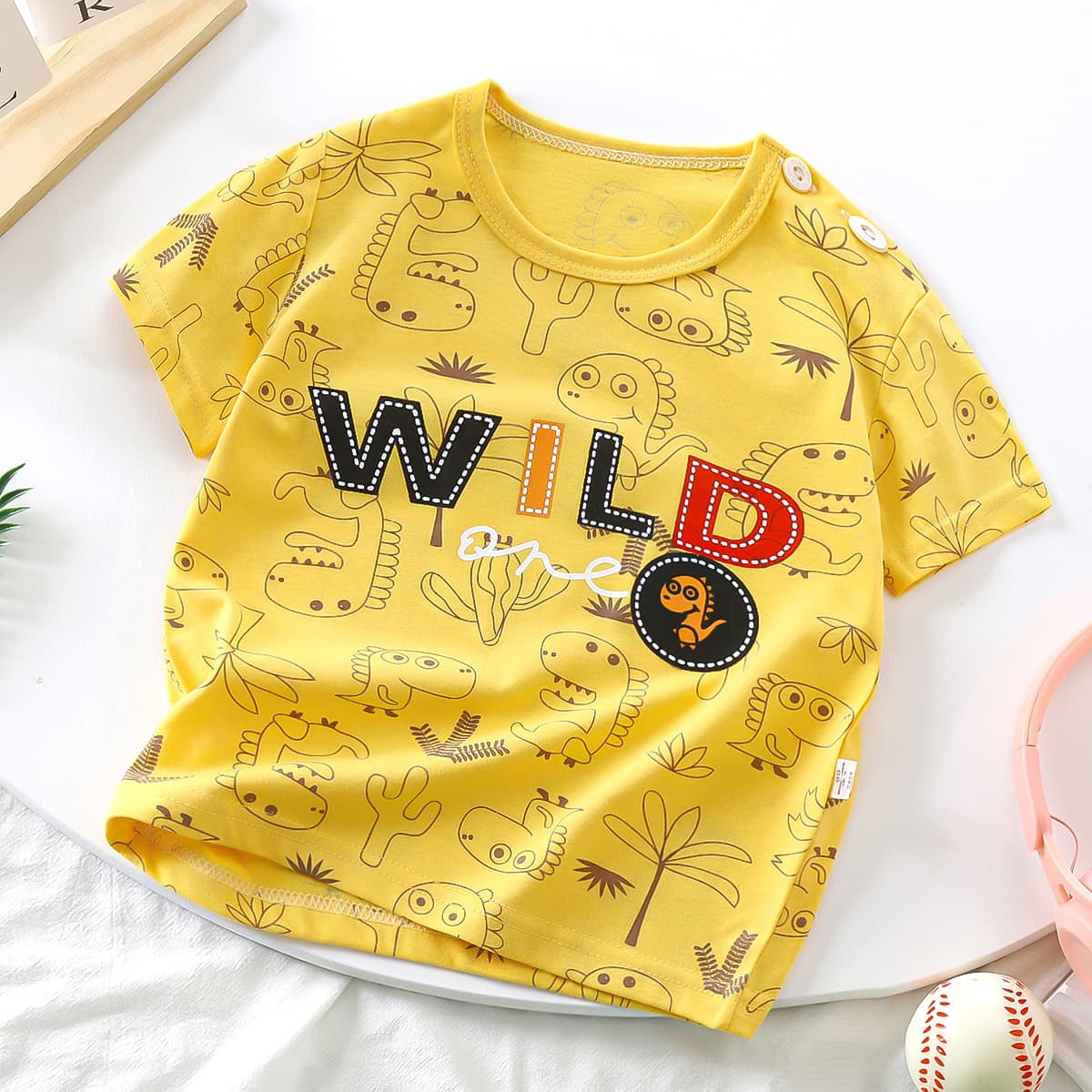 Kids Short Sleeve Pure Cotton Summer New 2026 Boys T-Shirt Baby Cartoon Girls Short Sleeve Korean Style Top Children's Clothing