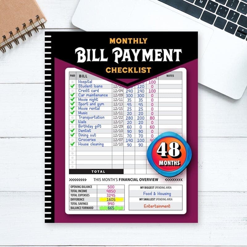Amazon Tt's New Bill Tracker Notebook, Bill Notebook, Money-Saving Record Book