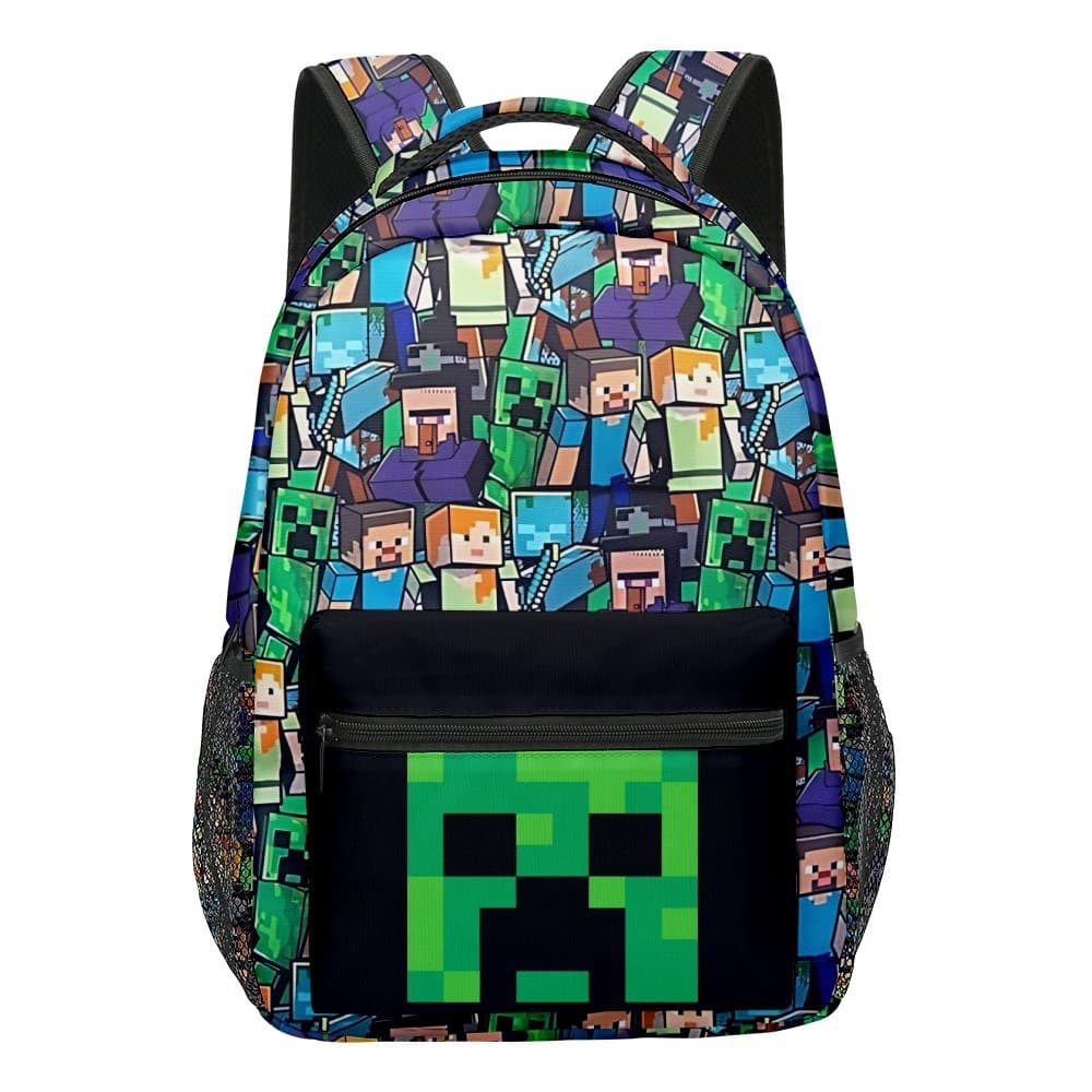 Cross-border Amazon All-Over Print Backpack Minecraft School Backpack for Elementary and Middle School Students