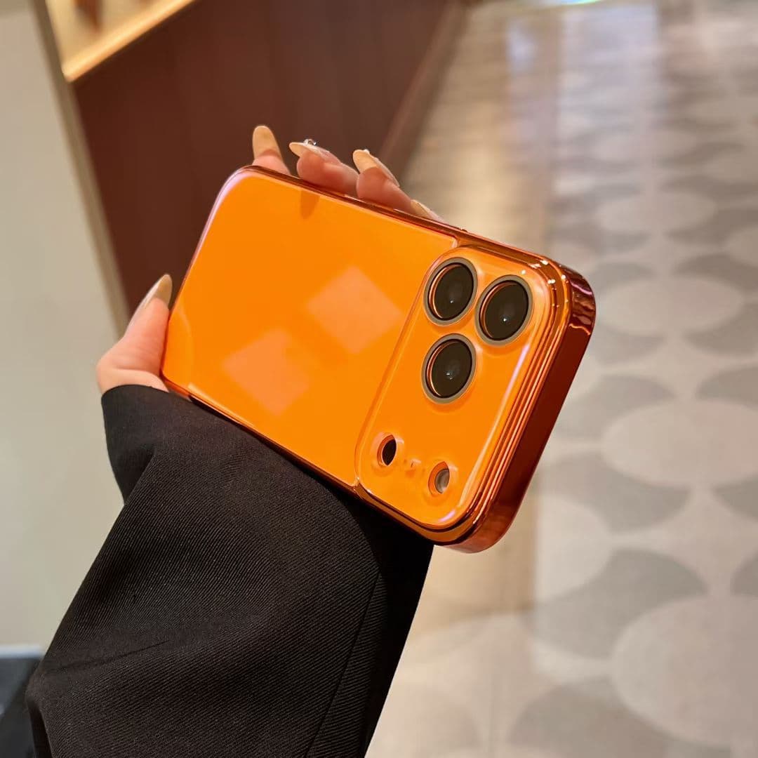 iPhone17PROMAX electroplated mobile phone case is suitable for Apple 16 solid color glass 15 lens film all-inclusive protective cover