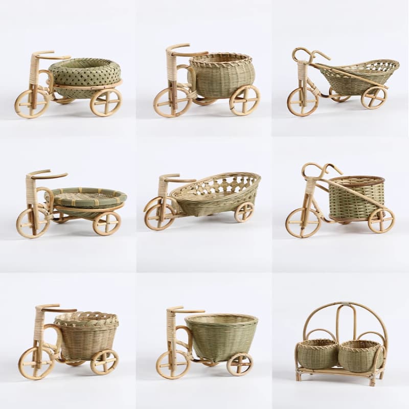 Purely handmade bamboo fruit basket, storage basket, dried fruit basket, refreshment basket, fruit plate, tricycle, creative home furnishings