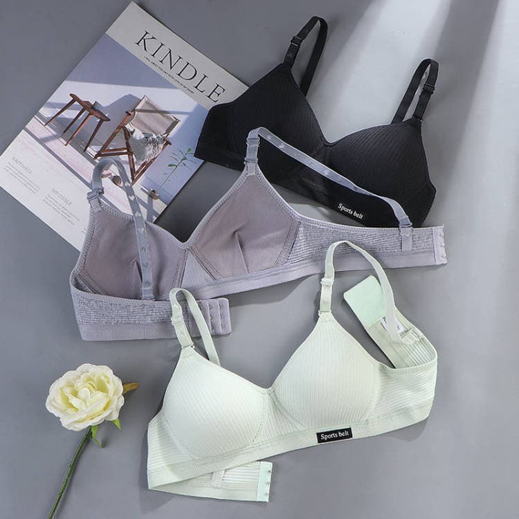 Developing High School Student Bra Thin Seamless Underwear Comfortable Bra for Small Bust Push-Up Wireless Teen Black