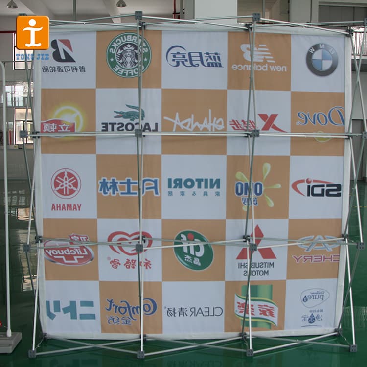 Aluminum Alloy Square Tube Fabric Pull-up Banner Stand Outdoor Foldable Advertising Printed Background Wall Portable Pull-up Display Stand