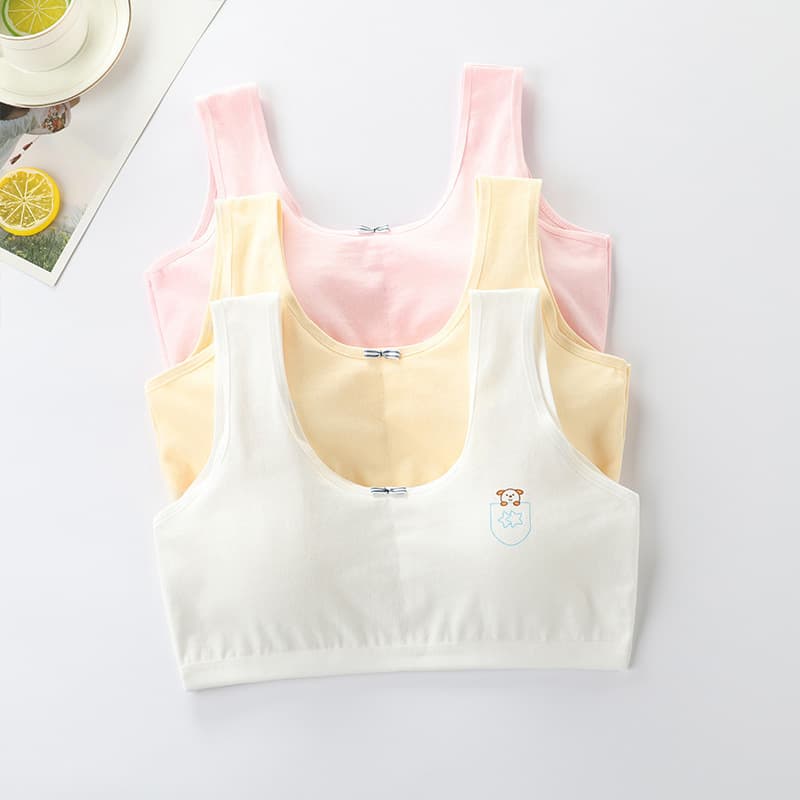 Double-Layer Anti-Wardrobe Malfunction Bras for Middle School Girls, Cotton Camisoles for 10-16 Year Olds in Puberty