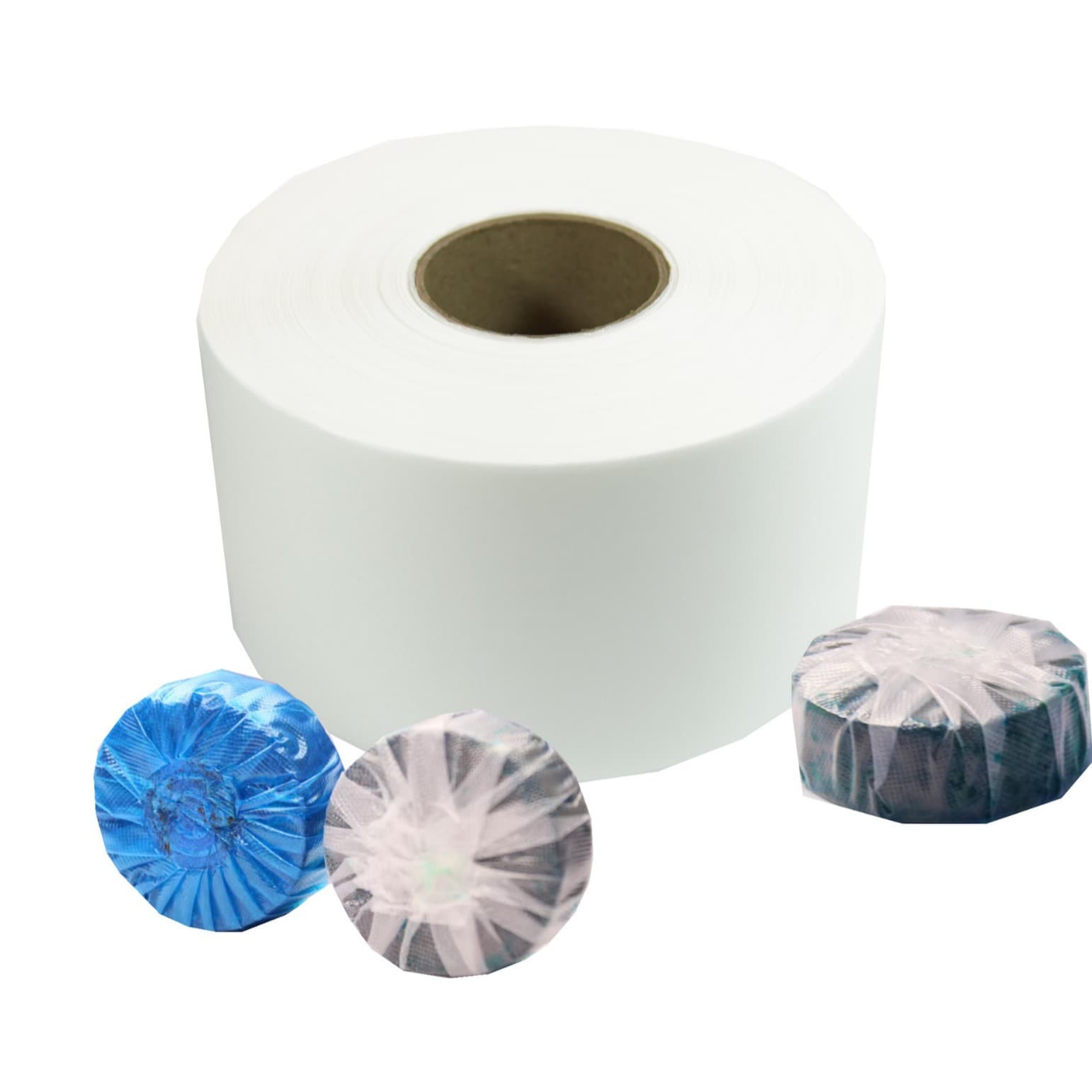 We support customized environmentally friendly PVA water-soluble film, water-soluble packaging film, and blue bubble toilet cleaner block packaging film.