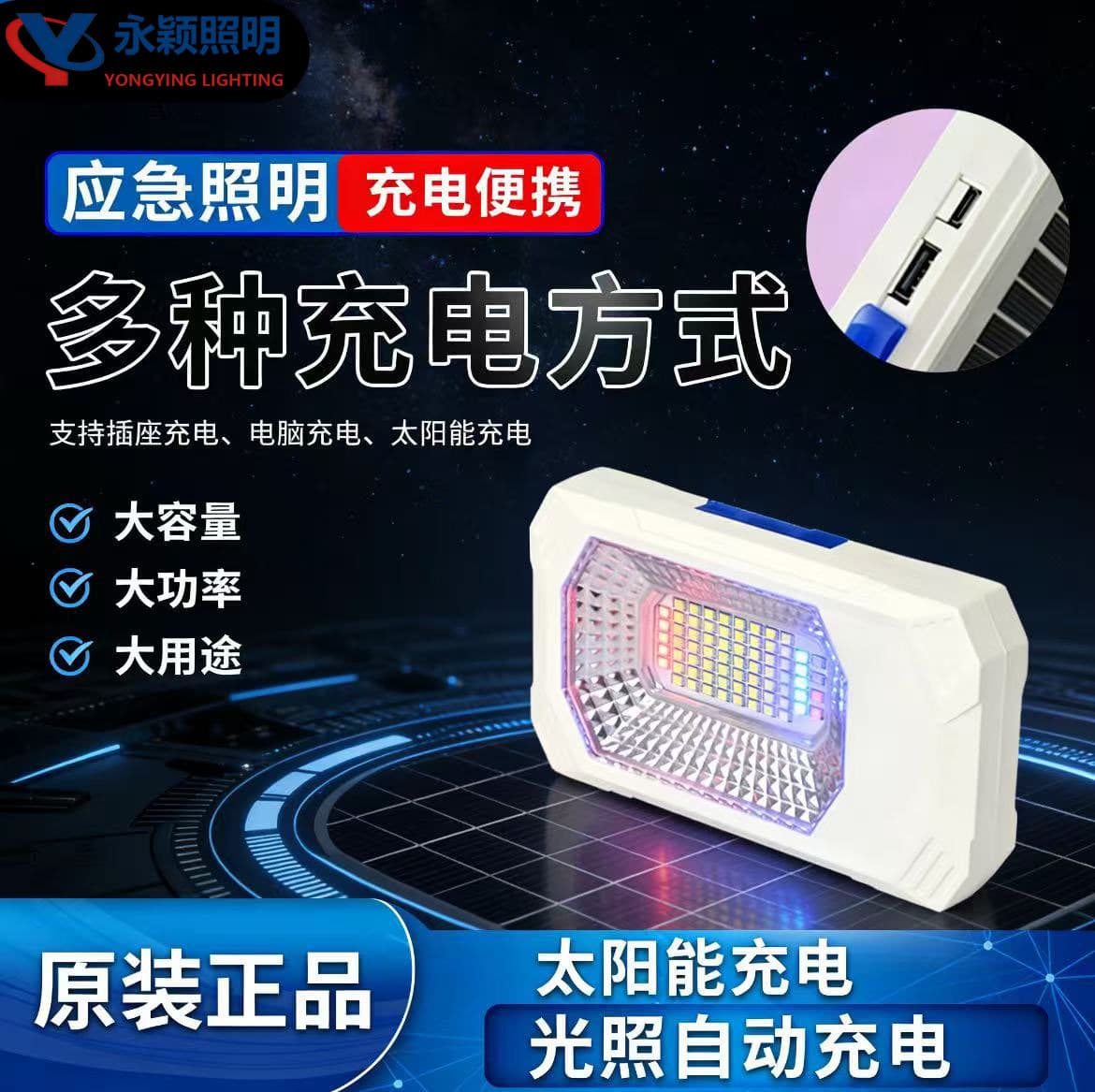 LED Solar Camping Light with Magnetic and Dual Charging, Lithium Battery Emergency Light, Solar Powered Portable