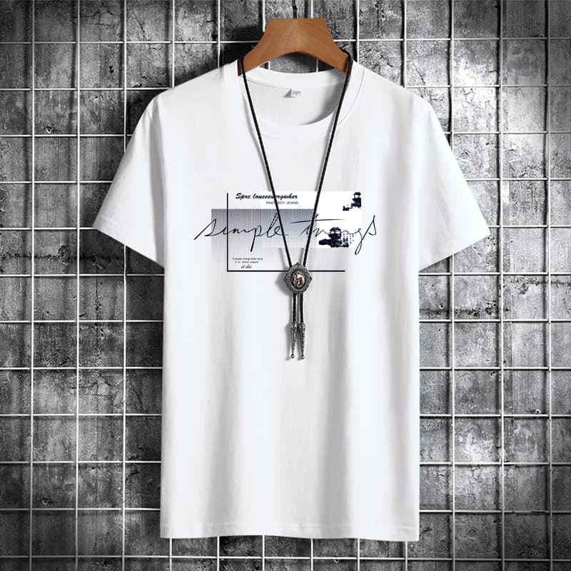 Summer New Short-Sleeved T-Shirt for Men, Loose Half-Sleeve, Ins Fashionable Student Casual All-Match Top, Large Size Base Shirt