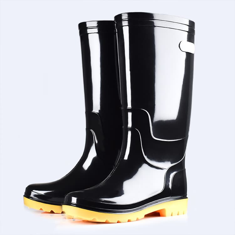 Factory wholesale men's work rain boots, black high-top thickened waterproof boots, construction site rain boots wholesale
