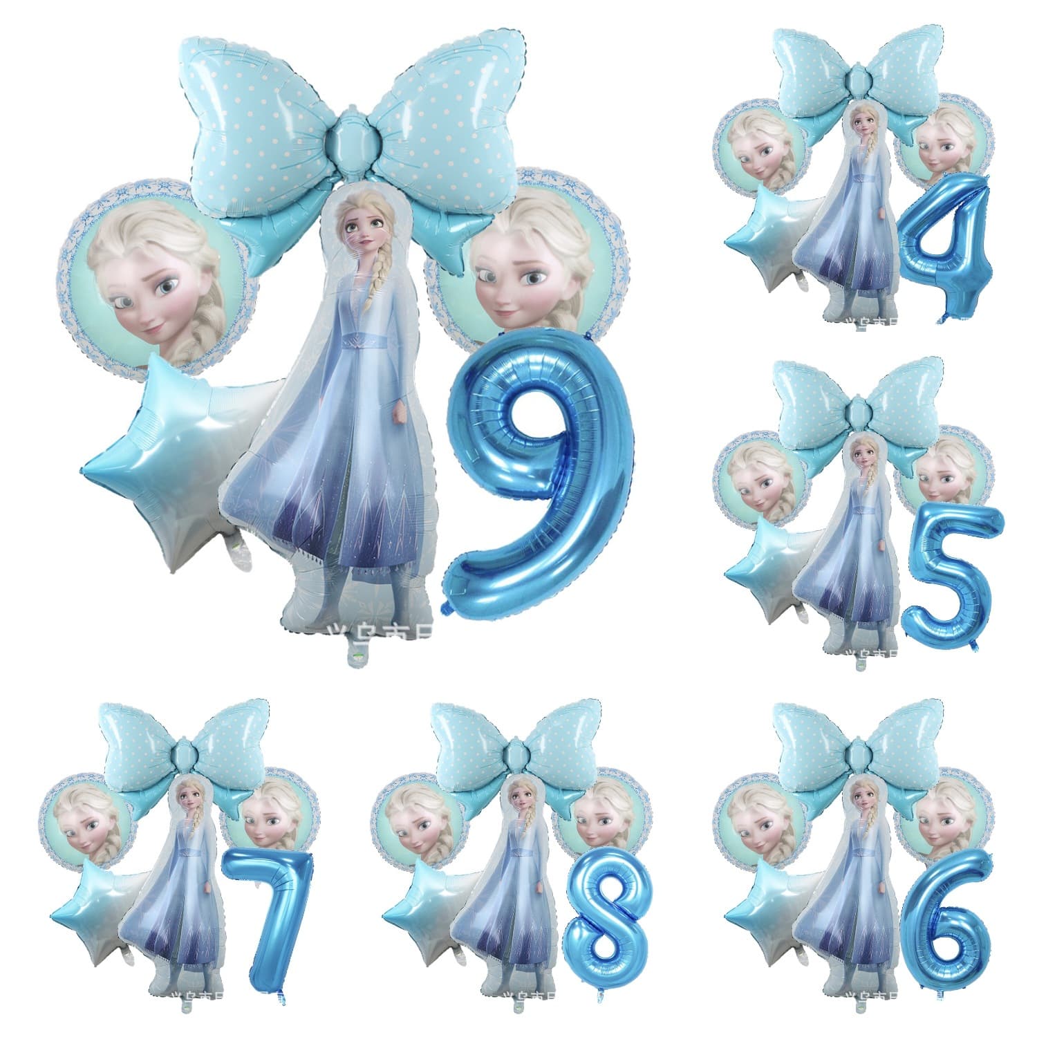 Cross-border Frozen Birthday Balloon Set Elsa Anna Olaf Snowflake Children's Birthday Party Aluminum Film Balloon