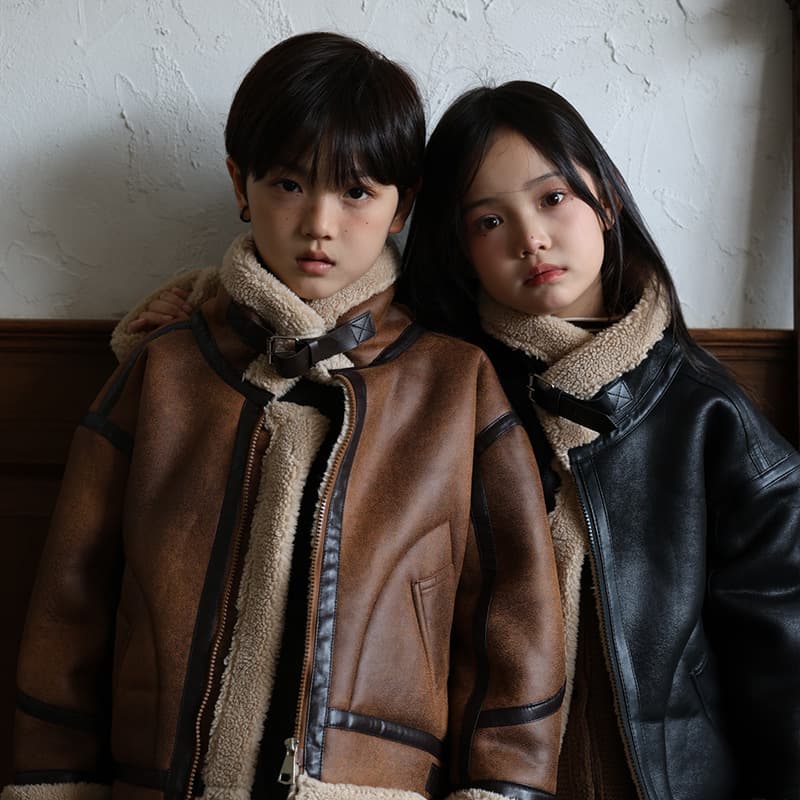 Boys' suede jacket, 2024 autumn/winter style, children's leather jacket, girls' winter fleece-lined and thickened.