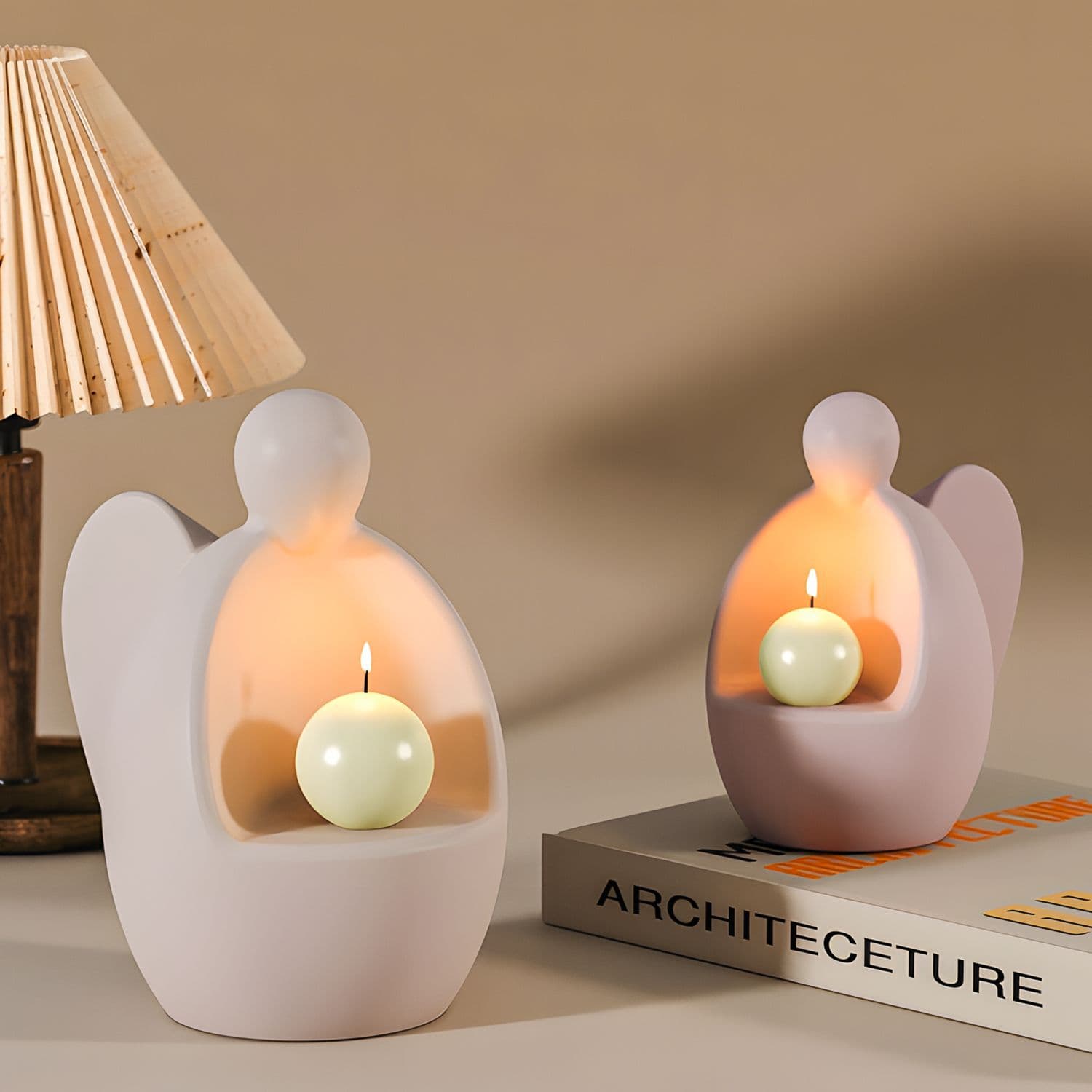 Barbara DIY Angel Candle Holder Resin Mold Wing Angel Candle Holder Plaster Silicone Mold