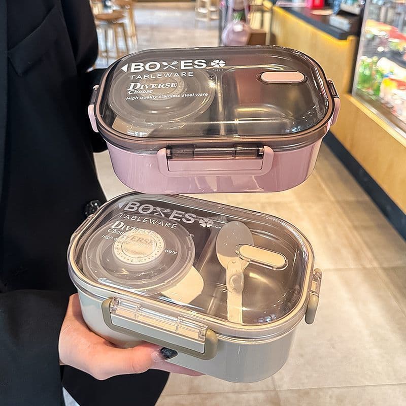 Stainless Steel Divided Insulated Lunch Box for Students, Children, and Office Workers, Portable Meal Container Set