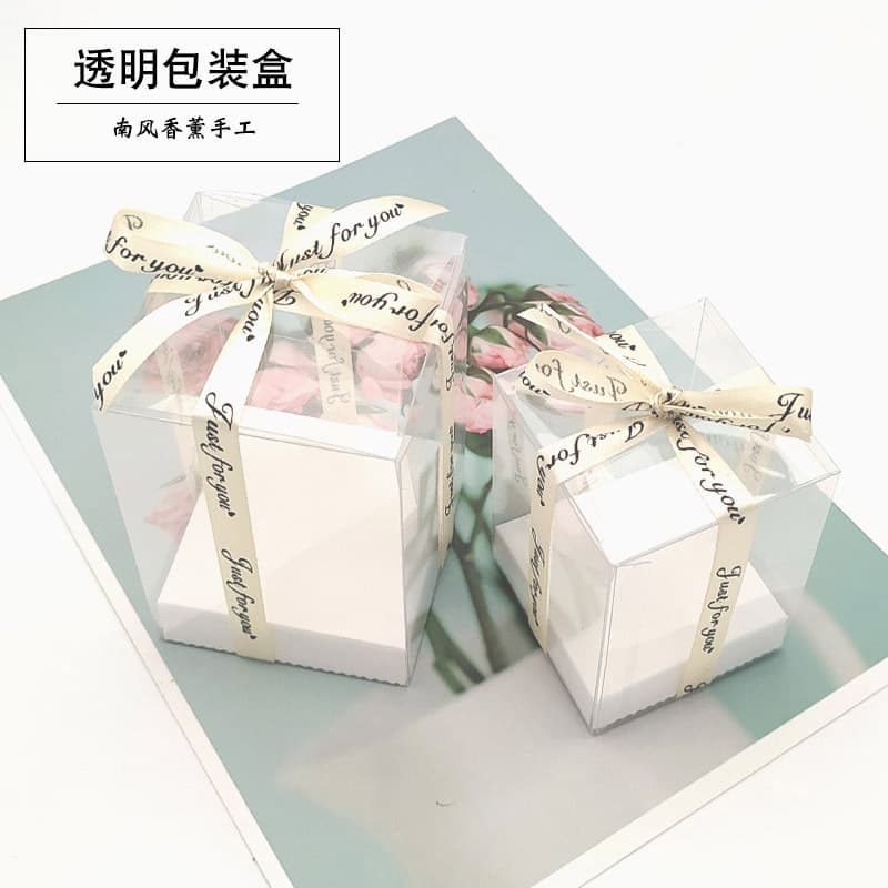 Wax Cup Model Candle Packaging Box Handmade DIY Scented Candle Gypsum Transparent Square PVC Gift Box with Base Tray