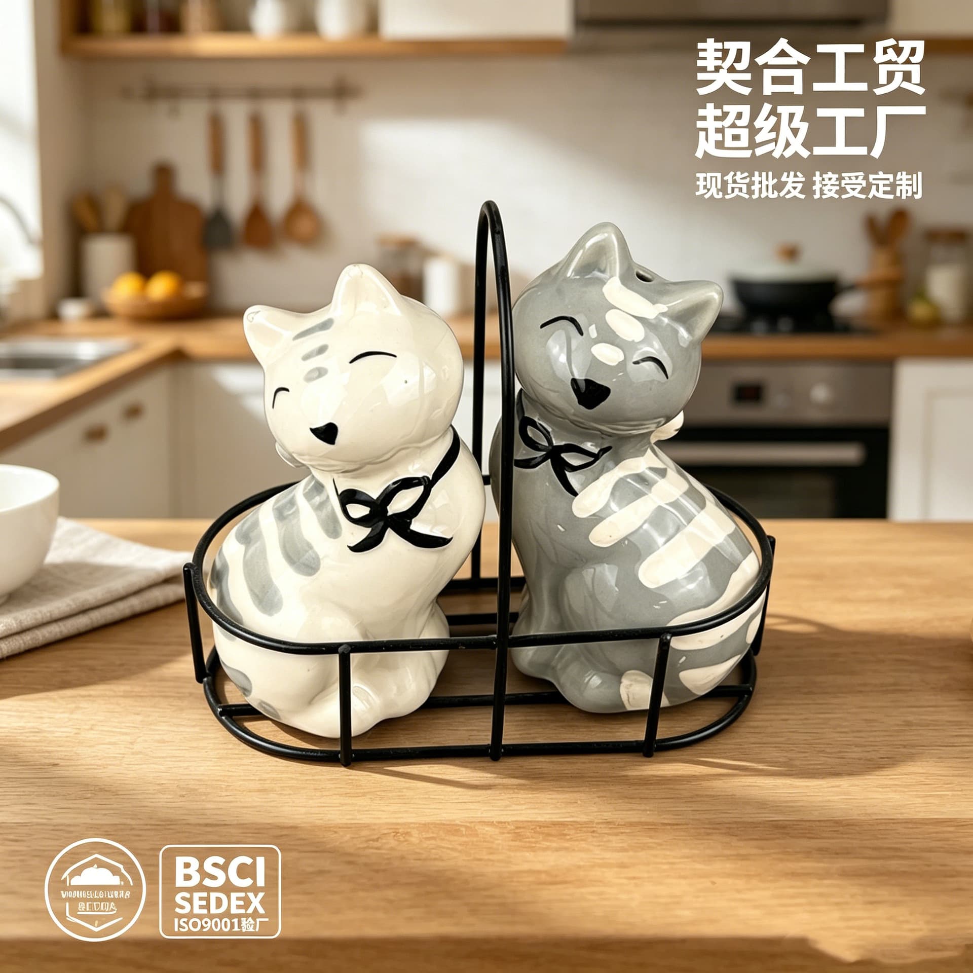 Custom Creative Ceramic Cat Animal Pepper Shaker Kitchen Supplies Cute Dog Animal Flavor Bottle Ceramic Craft