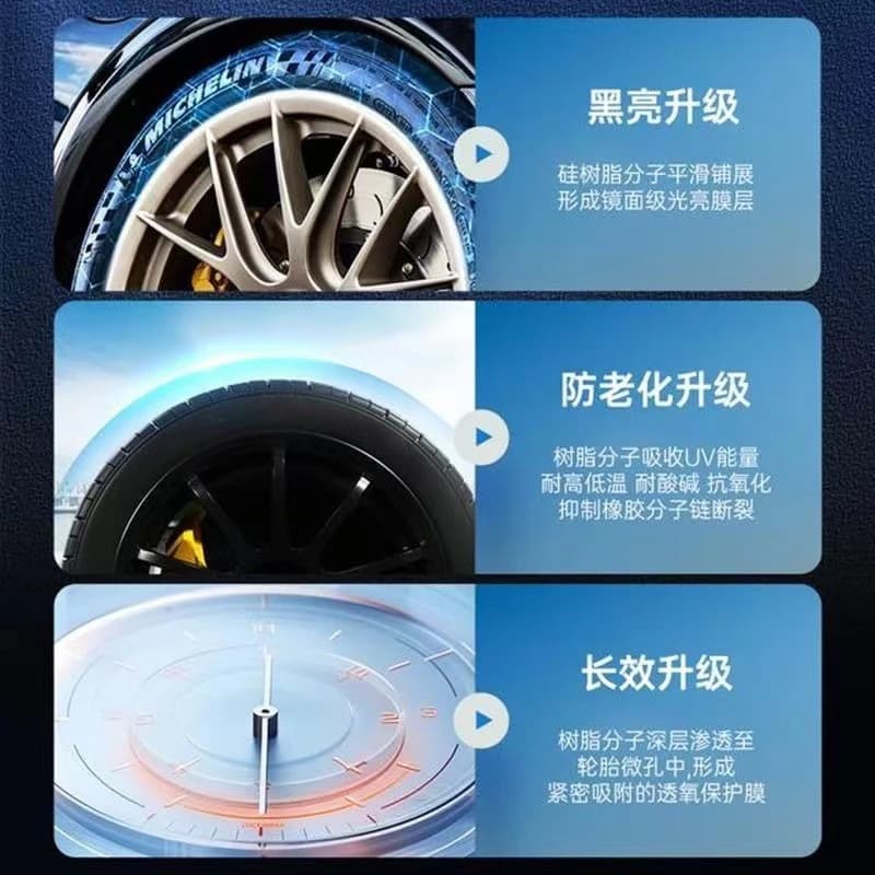 Car Tire Wax Tire Shine Agent Black Bright Anti-Aging Rubber Plastic Cleaner Waterproof Maintenance Tire