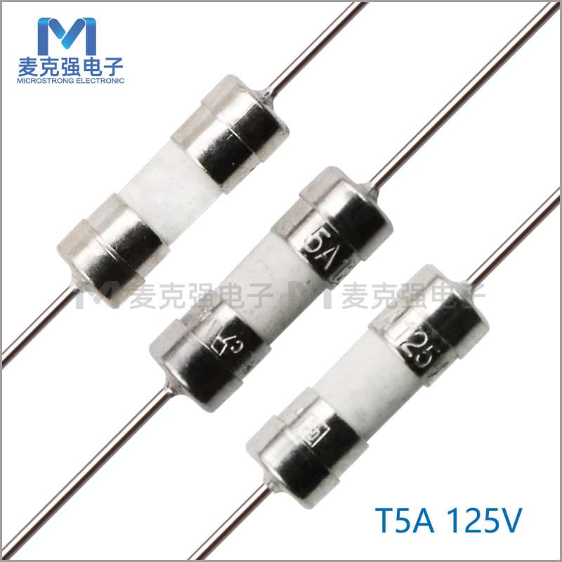 Double-cap ceramic fuse T5A 125V 3.6*10 with lead slow-blow current fuse