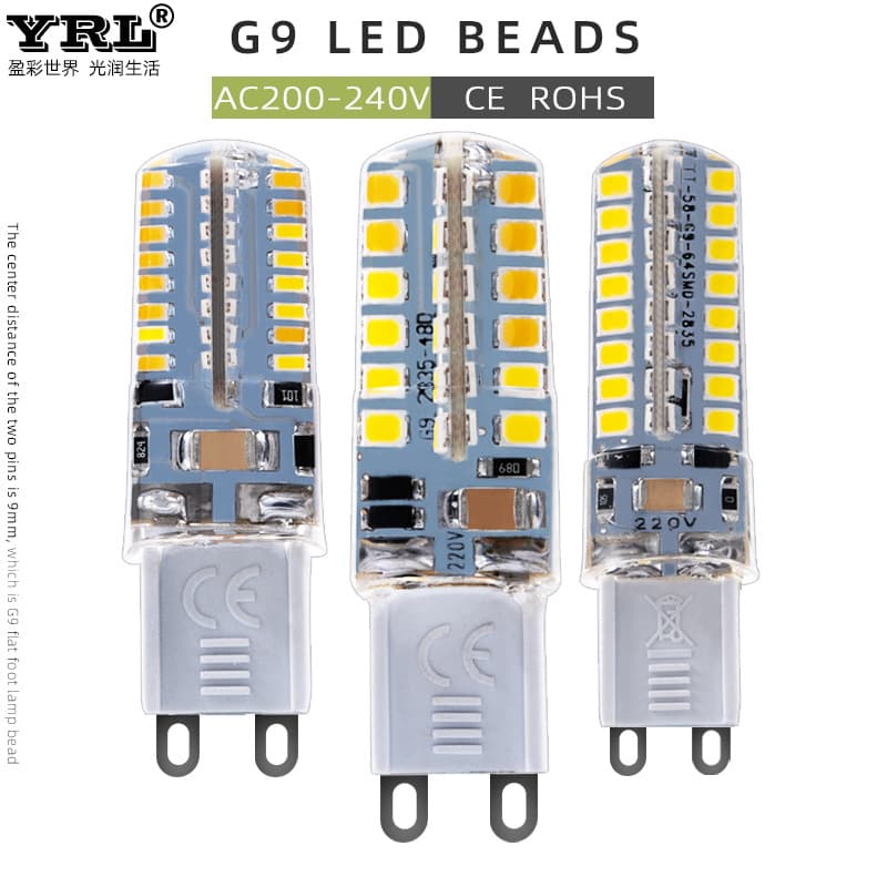 LED G9 Bead, Pin Base High Voltage AC220V Crystal Lamp Bulb, Ultra Bright G9 Light Source, Energy Saving Corn Lamp Bead for Mirror
