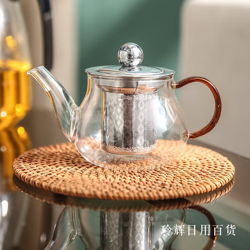 Factory Wholesale High Borosilicate Kung Fu Teapot Heat-Resistant Flower Tea Pot 304 Stainless Steel Filter Teapot Tea Set