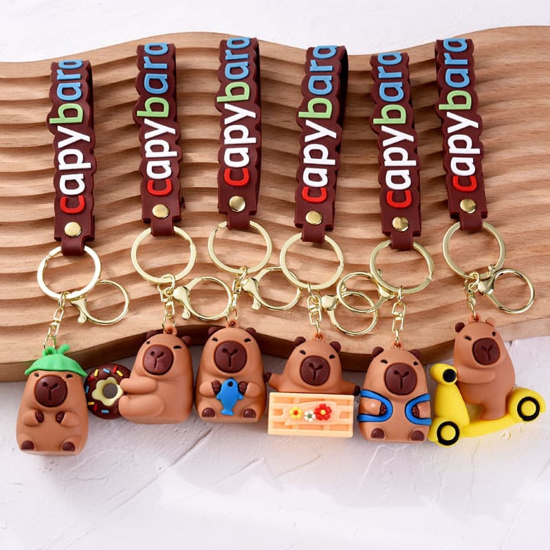 Cross-Border Capybara Keychain Cartoon Pendant Funny Capybara Doll Keychain Car Bag Blind Box Gift