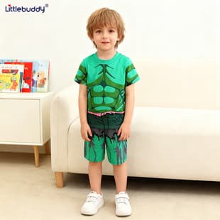 Cross-border Supply Children's Homewear Summer Short Sleeve Cotton Pajama Set for Kids