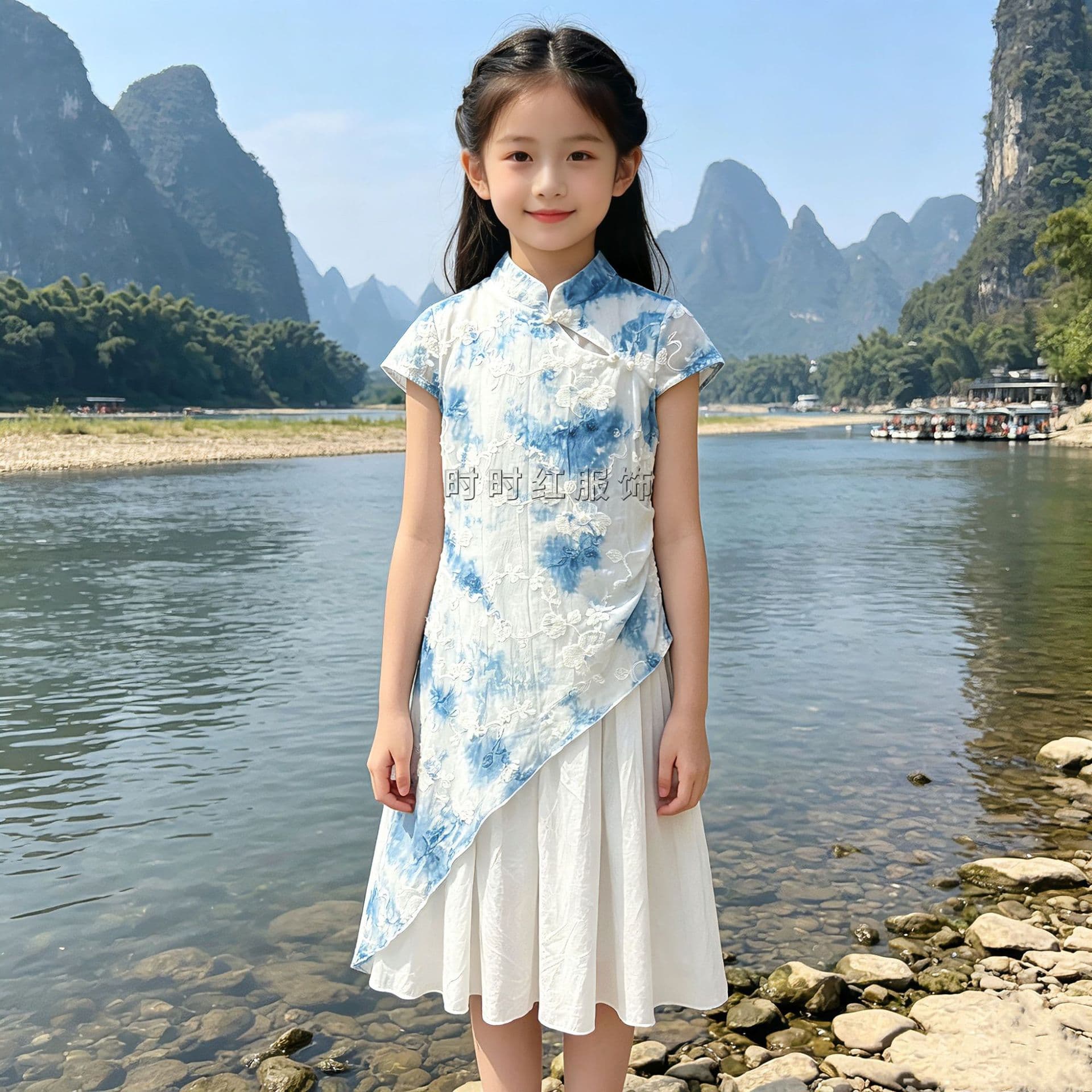 2026 Tie-Dye Children's Clothing Yunnan Ancient Handmade Tie-Dye Plant-Dyed Boys Girls Dress Travel Ethnic Costume Wholesale