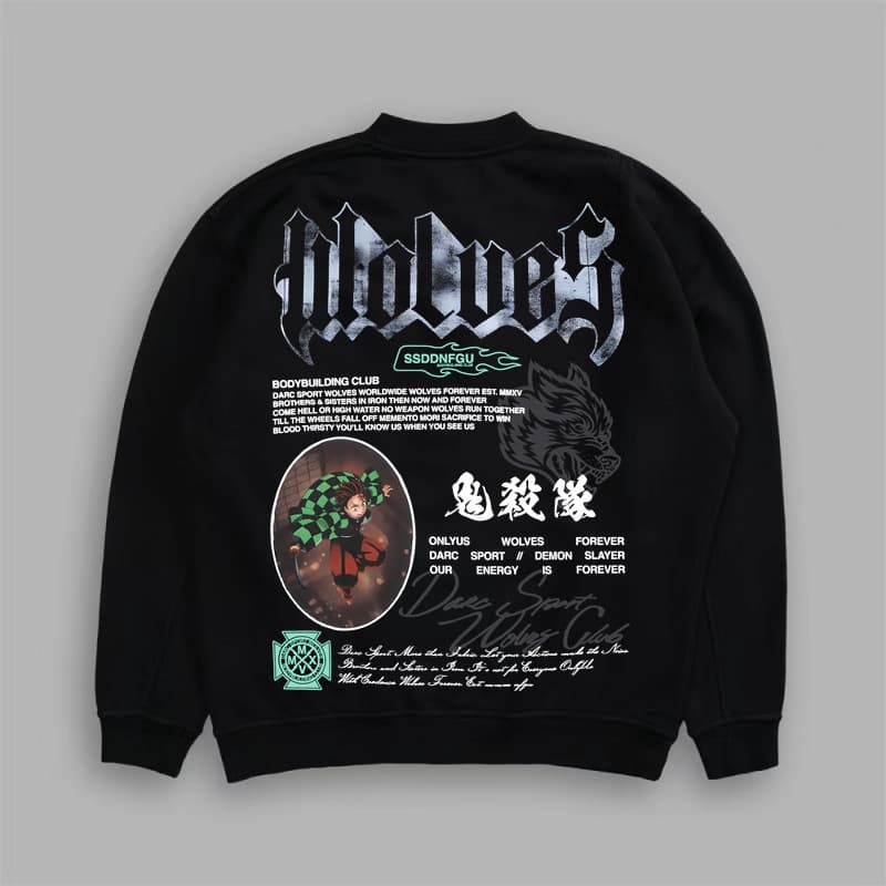 DARC SPORT cross-border wolf head printed sweatshirt Demon Slayer: Kimetsu no Yaiba co-branded AliExpress independent station hot sale
