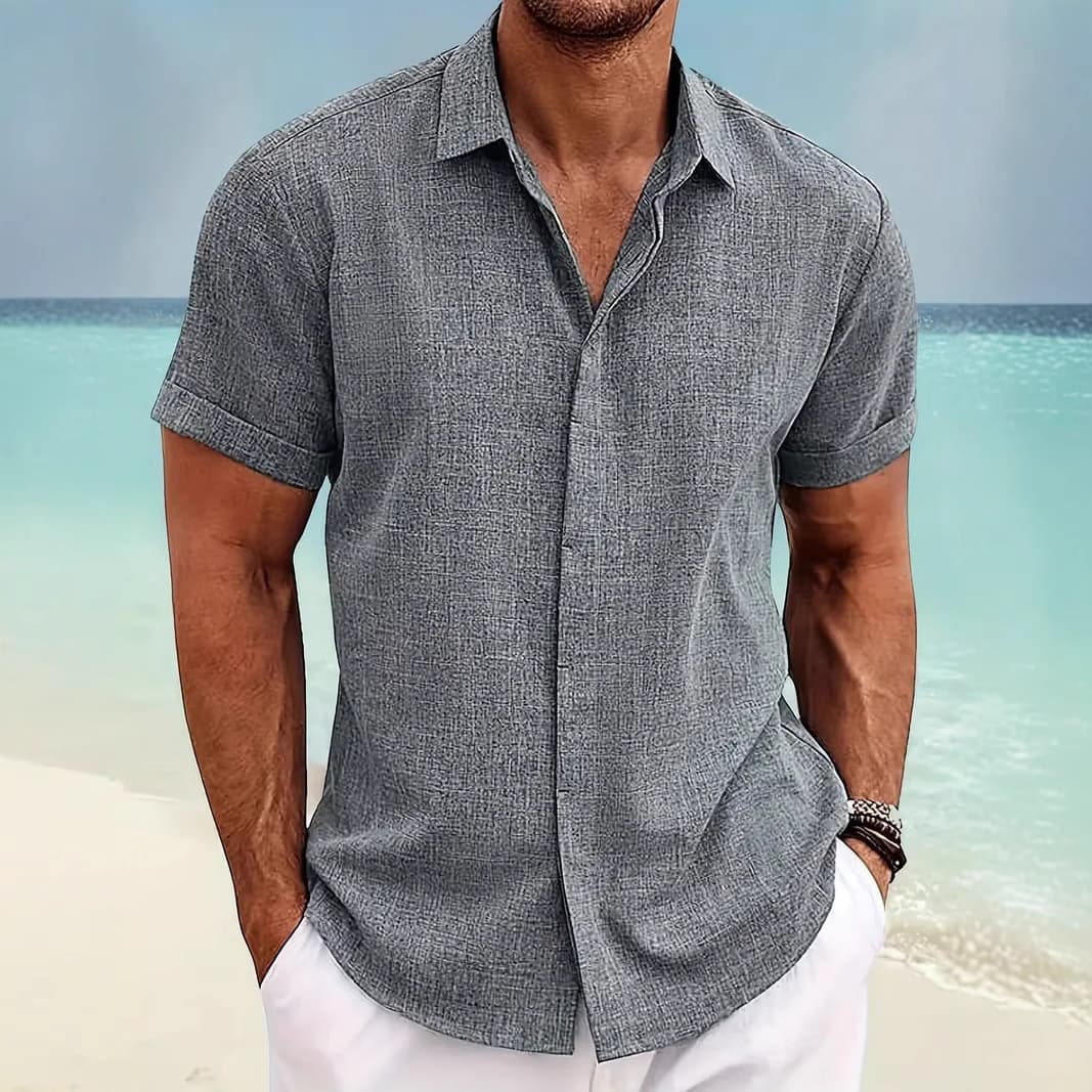 2024 Summer New Men's Lapel Button 3D Print No Pocket Pattern Shirt for Amazon Cross-Border Trade