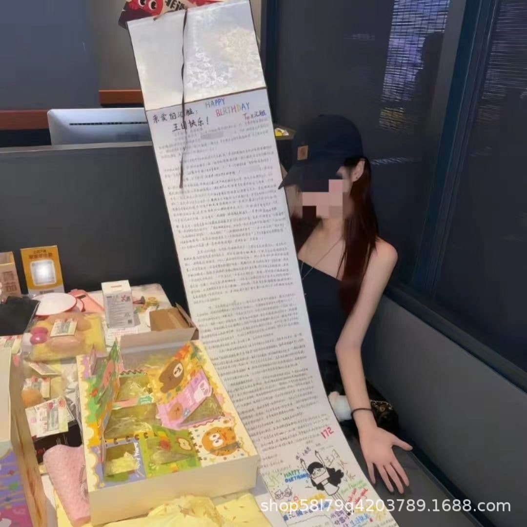 1 Meter Love Letter Scroll Handwritten Xiaohongshu Douyin Same Style Thickened Fine Mounted Extra Long Handwritten Love Letter for Best Friend Birthday