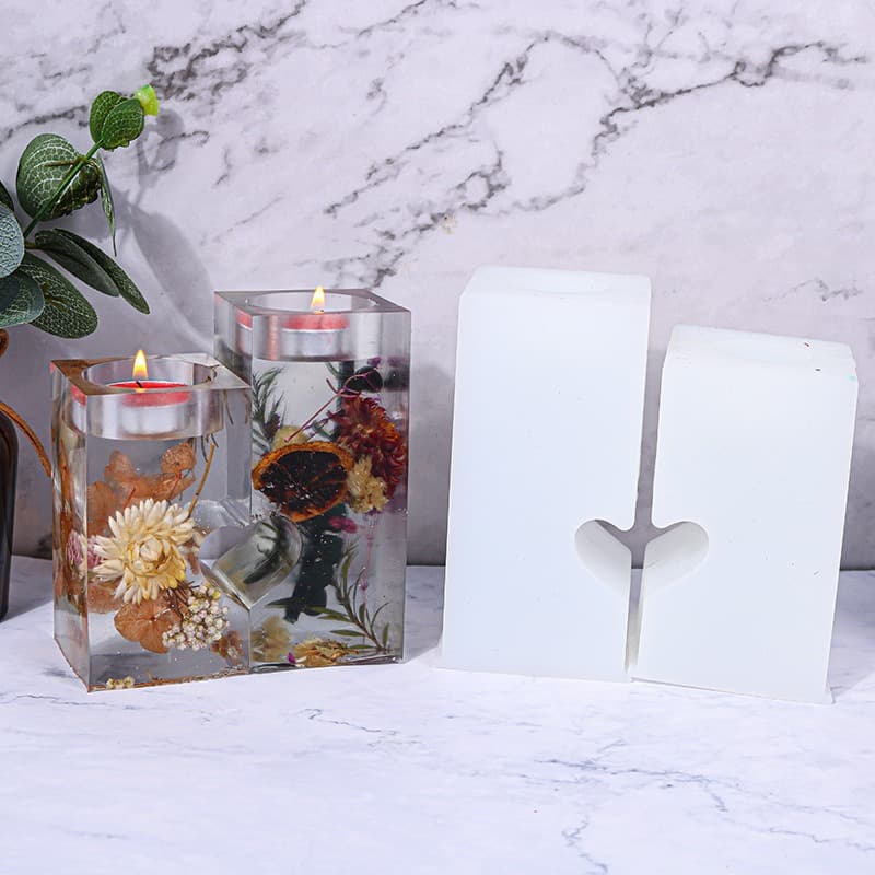 Deyi Life Epoxy Mold 2 rectangular love candlestick silicone mold diy jewelry hot sale handmade