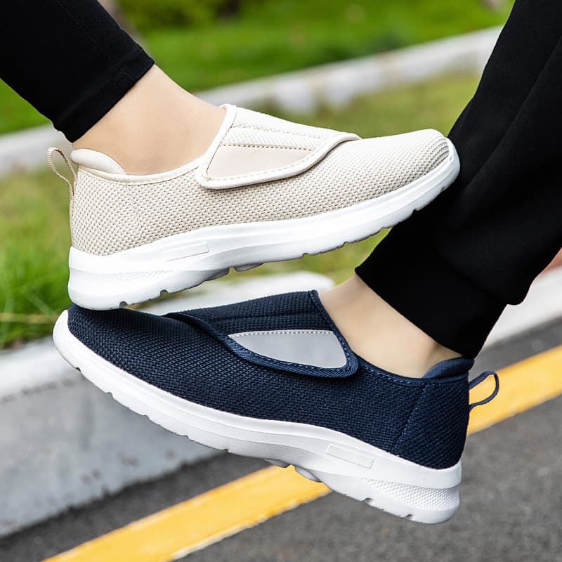 Velcro Elderly Shoes Wide Feet High Instep Men Women Autumn Sports Shoes Soft Sole Walking Shoes Cross-border Large Size