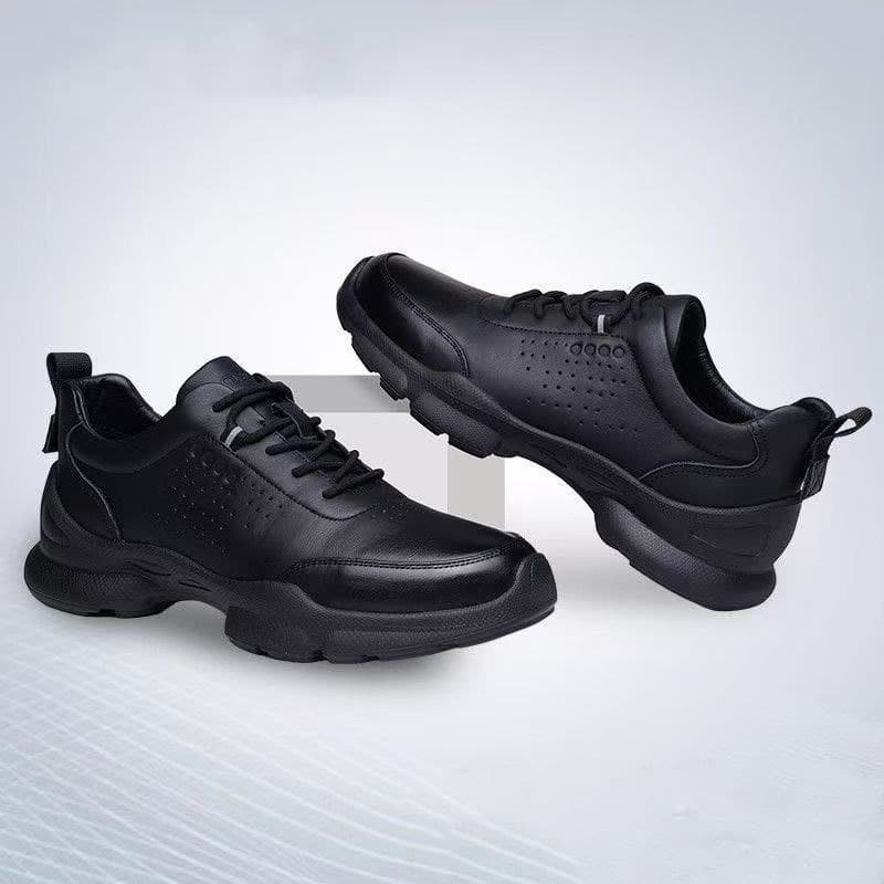 2025 New Leather Shoes Casual Men's Shoes Breathable Non-Slip Outdoor Running Sneaker Thick Solid Color Business Leather Shoes