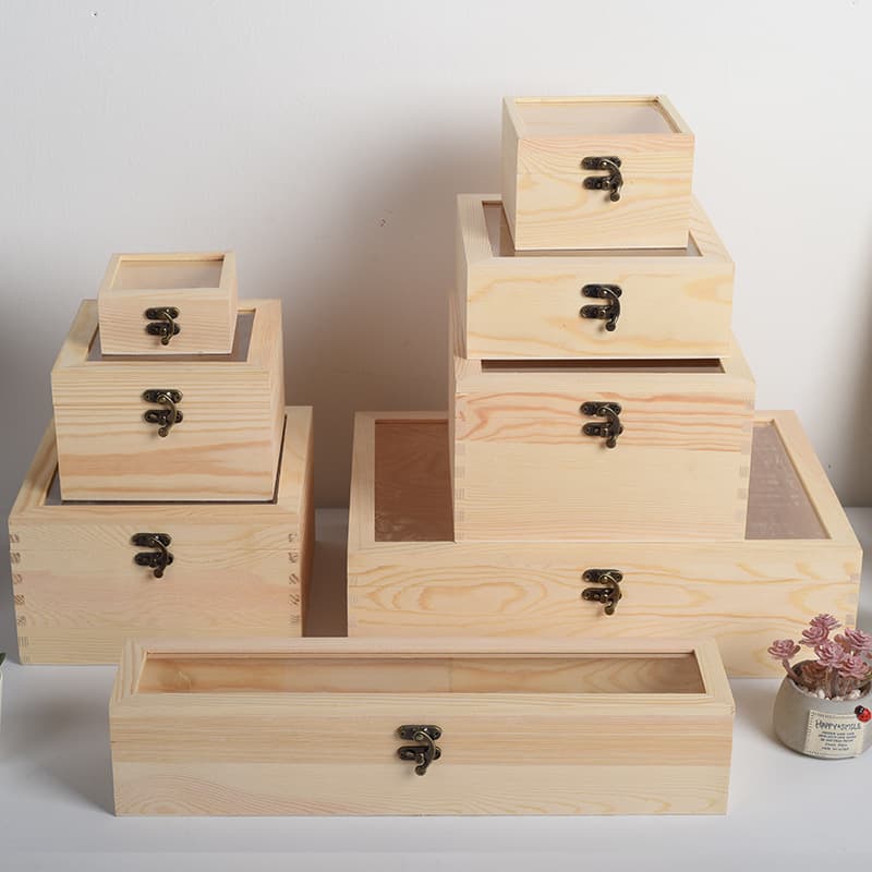 Preserved flower wooden box, solid wood gift box with transparent glass lid, dried flowers, 520 Valentine's Day gift, wooden packaging box.