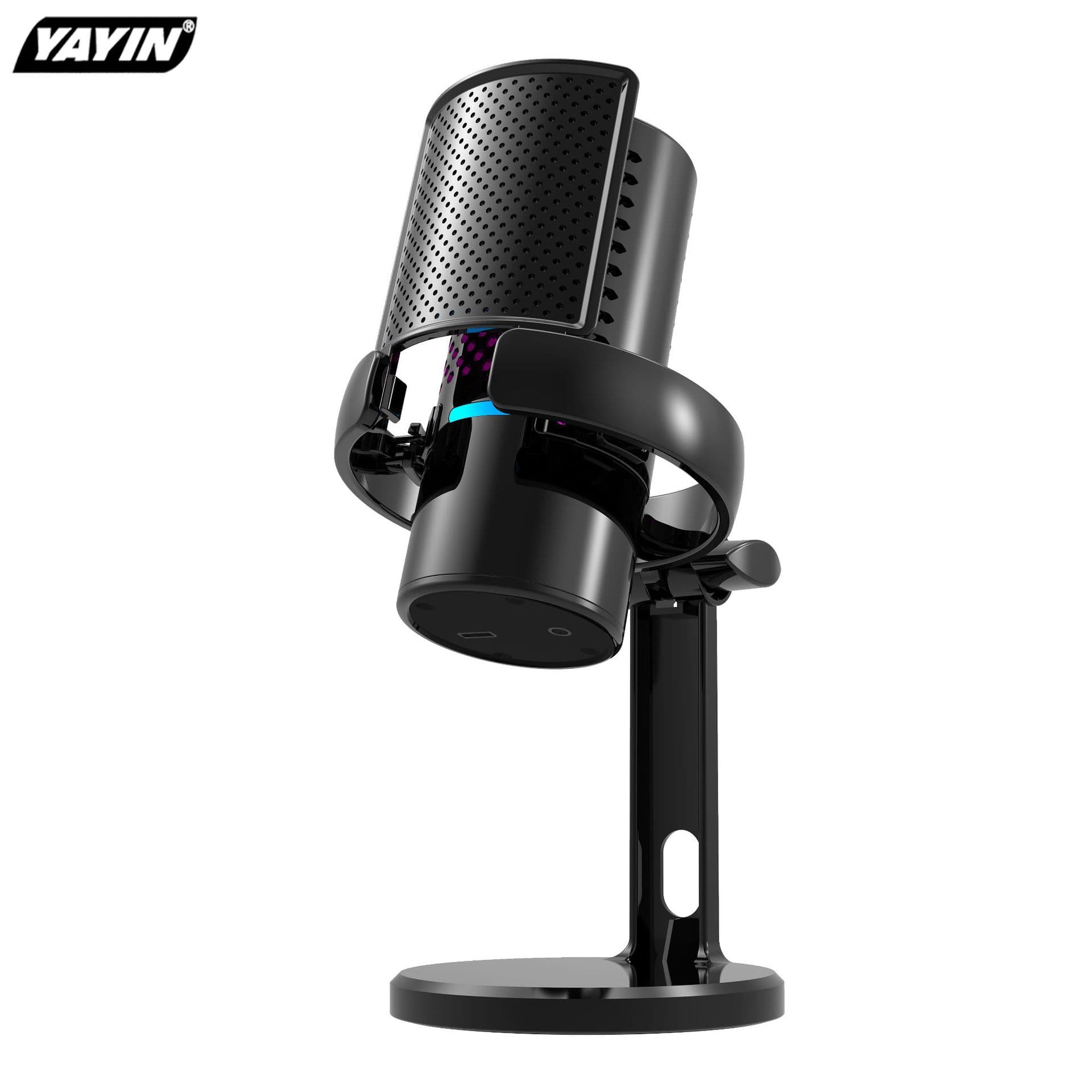New private model USB computer gaming microphone one-click mute RGB game language live broadcast desktop microphone cross-border
