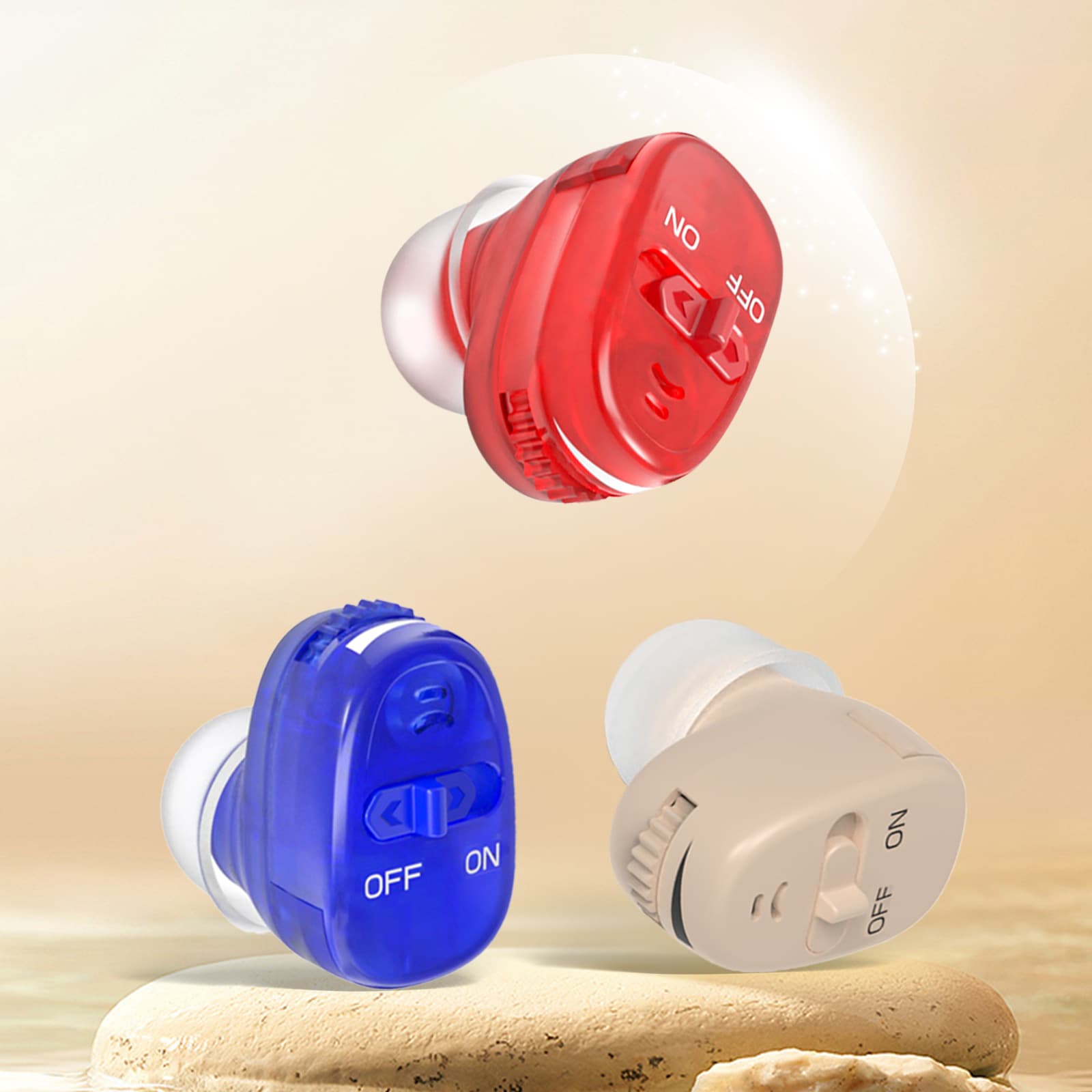 Cross-Border Invisible Battery Hearing Aid for the Elderly, Red and Blue, Compact, Portable In-Ear Hearing Aid, In-Ear Type