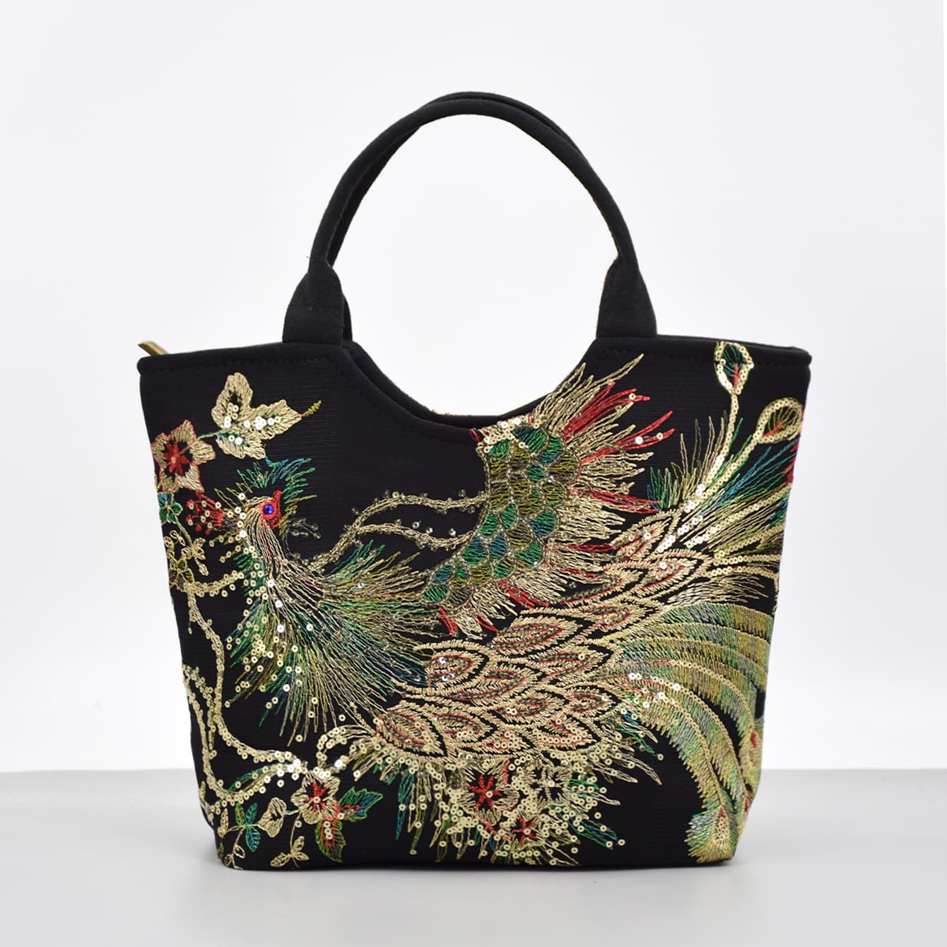 Yunnan Ethnic Style Sequined Embroidered Handbag Tote Bag Vintage Portable Mom Handbag