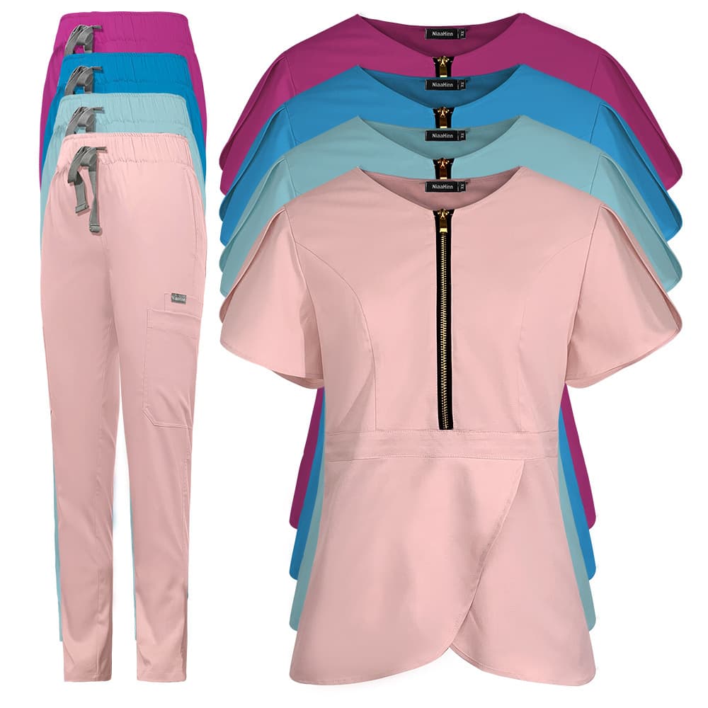 European and American Popular Designer's plus size Nurses' Clothing Two-Piece Uniform for Hospital Medical Beauty Salon ICU Female Work