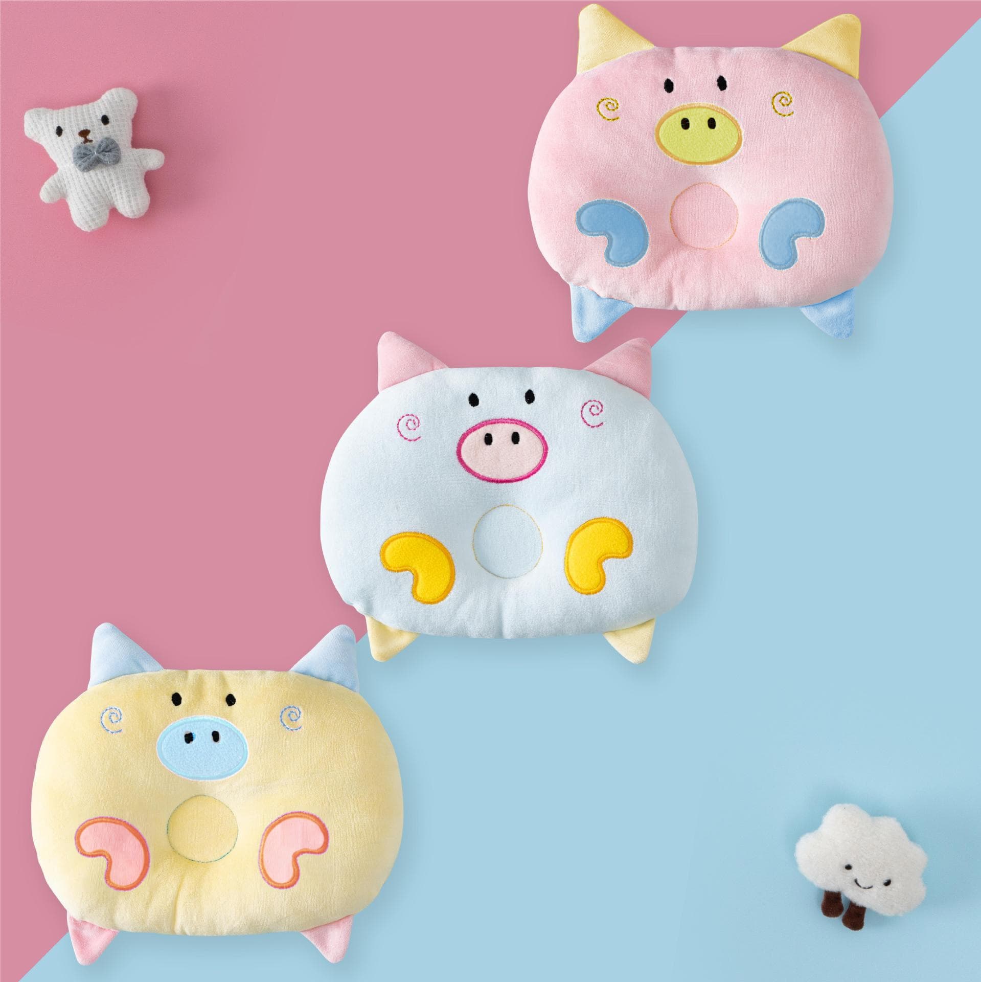 Tishi Deer Crystal Velvet Baby Pillow Cartoon Baby Headrest Children's Pig Pillow Manufacturer Head Protection Pillow Core Side Sleeping