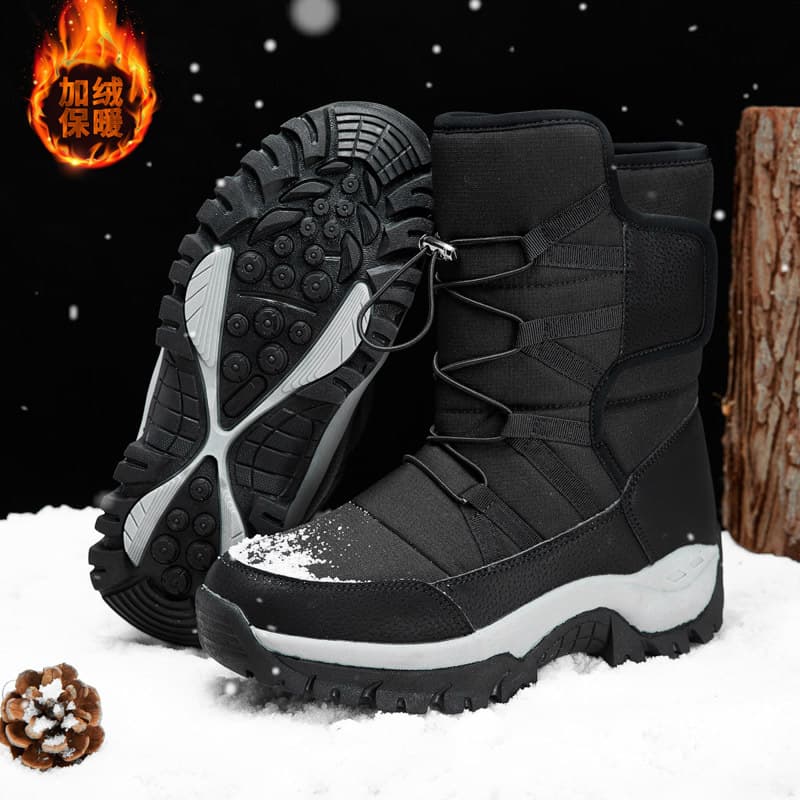 Winter Fleece-Lined Warm Snow Boots Men's High-Top Cotton Boots Thickened Anti-Slip High-Top Boots Men Couple Boots Cross-Border Boots