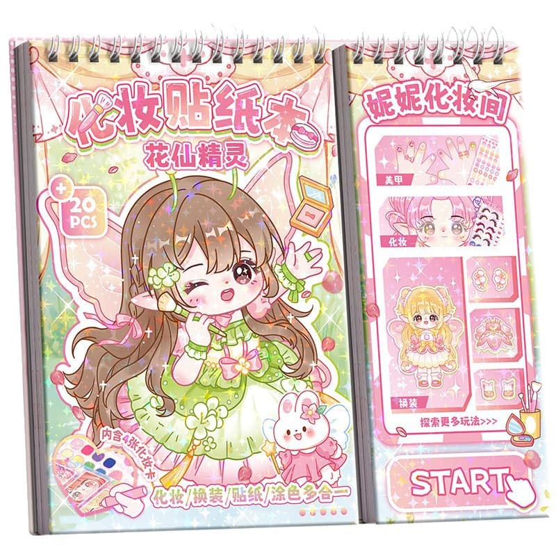Kaba Bear New Sticker Book with Page-Turning Dress-Up, Princess Dress-Up Sticker Book, Girl DIY Sticker Art, Educational Puzzle Game