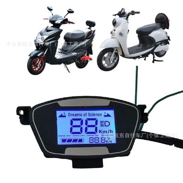 48V/60V/72V E-bike, Electric Tricycle, Motorcycle LED LCD Meter Displaying Power and Speed