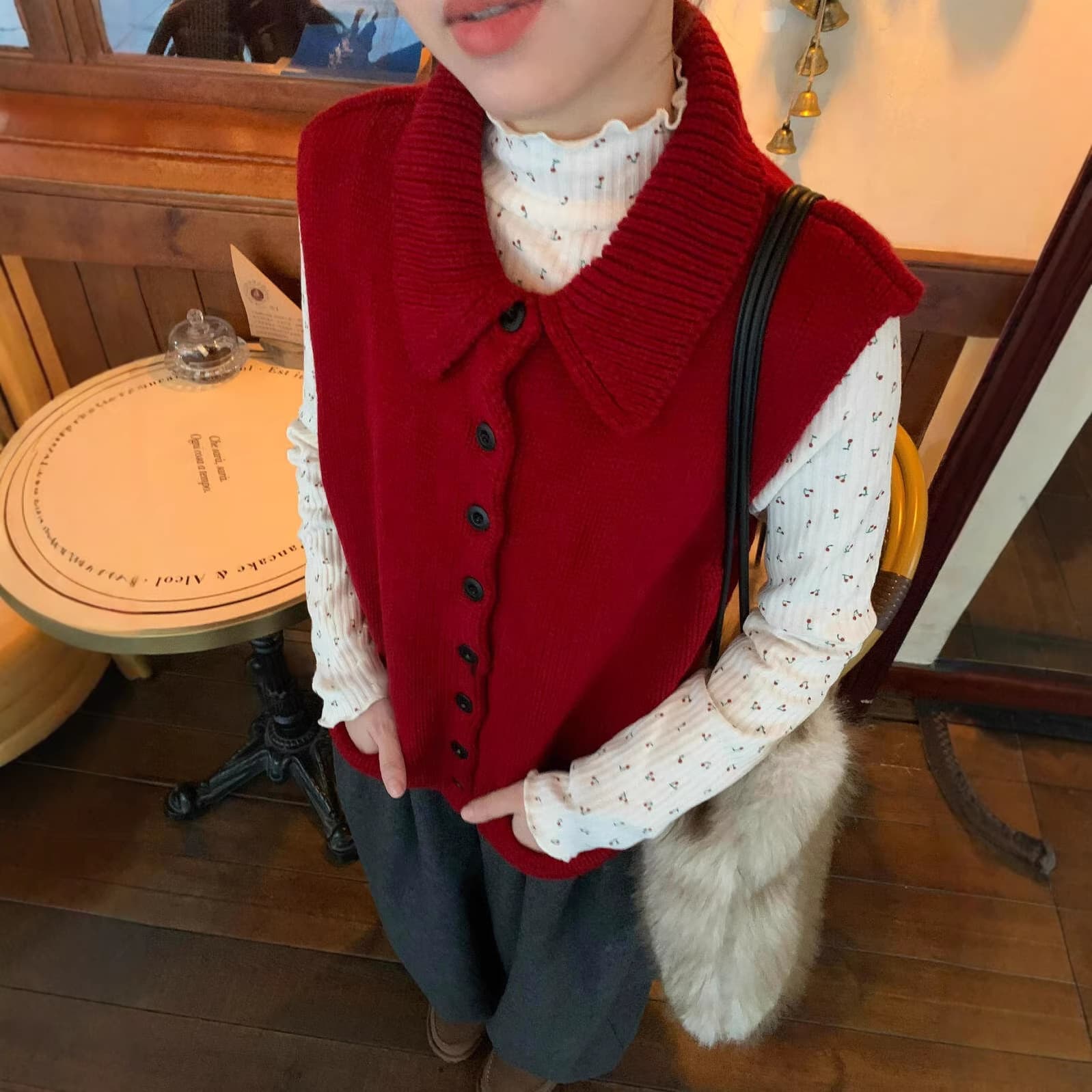 Peanut Korean Style Versatile Single-Breasted Thick Knit Vest Women's Spring New Layering Sleeveless Top