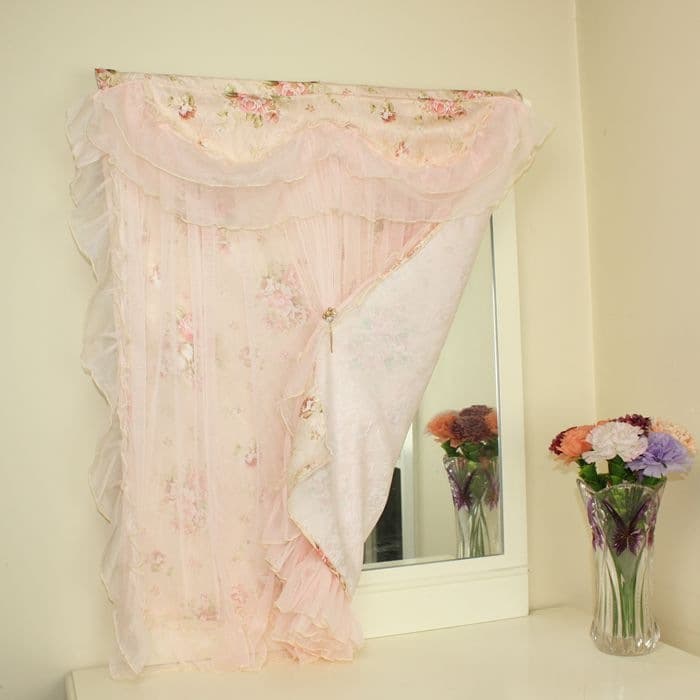 Privacy Mirror Curtain Lace Fabric Dressing Mirror Cover Bathroom Mirror Shade Door Curtain Wardrobe Curtain Bookshelf Curtain Sheer