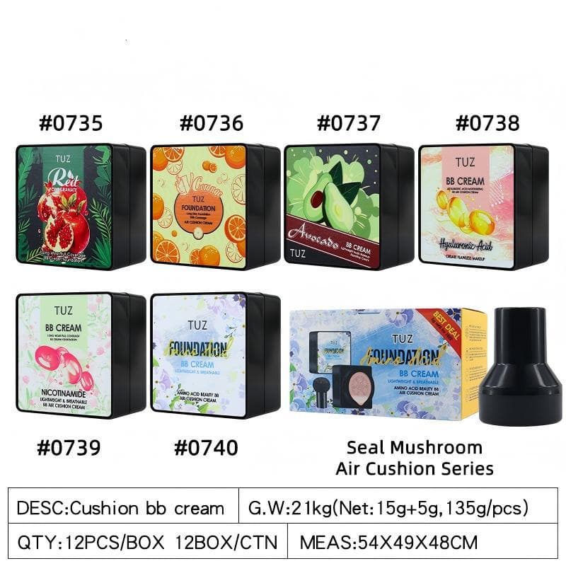 Mushroom Air Cushion Square Plastic Case Puff Moisturizing Hydrating Skin-Friendly Concealing Brightening Beauty Cross-Border Foreign Trade Wholesale