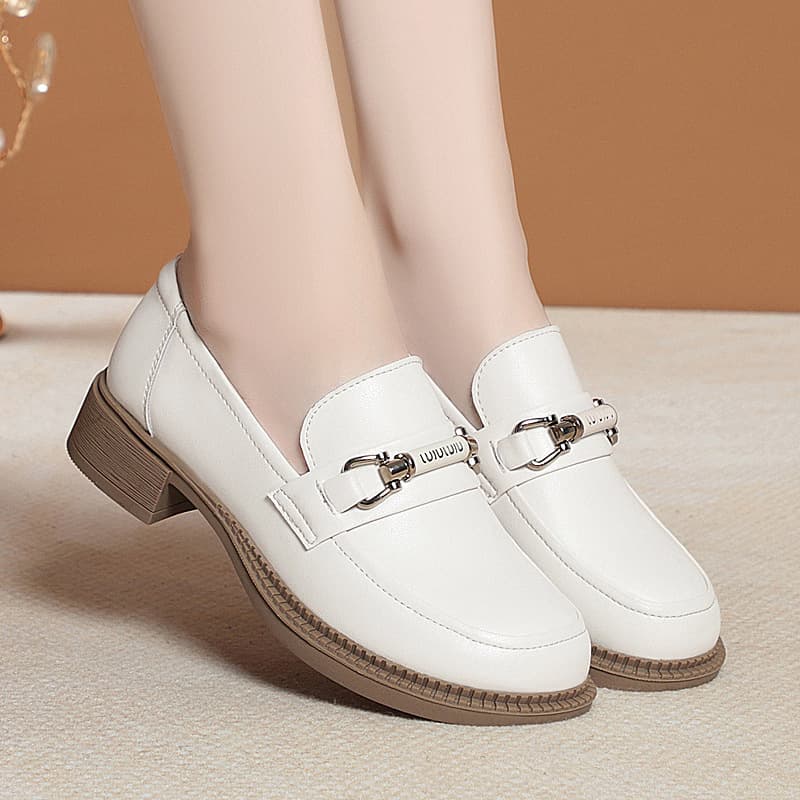 Chunqiu Loafers British Style Women's Leather Shoes Comfortable Ladies Genuine Leather Flats Soft Sole Soft Upper Deep Mouth Women's Shoes