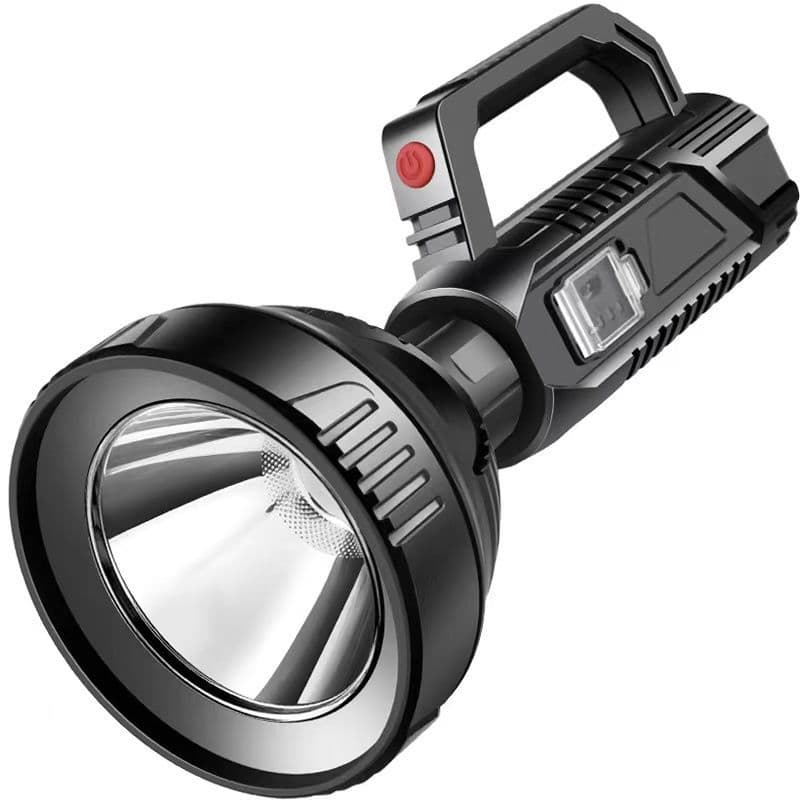 Rechargeable high-lumen flashlight, ultra-bright multifunctional for home use, long-range outdoor searchlight, self-defense with extended battery life wholesale.