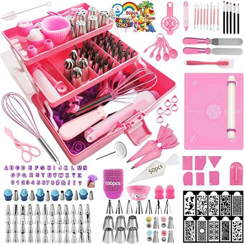 Amazon 370-Piece Piping Nozzle Set Russian Piping Tips Cream Decorating Tool Baking Set