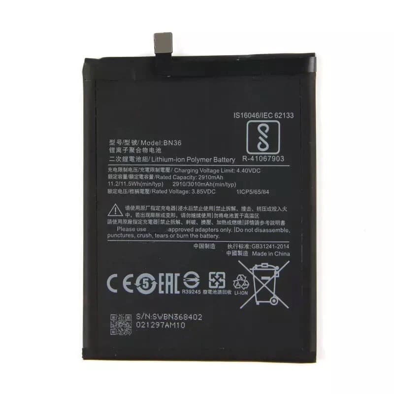 Compatible with Xiaomi Mi 6X Battery Xiaomi Mi A2 Battery BN36 Phone Battery