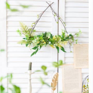 Ayin French Art Faux Green Plant Wall Hanging for Entryway, Partition, Bathroom, Rustic Healing Door Wall Decoration Flower