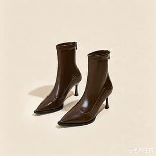 High Heel Pointed Toe Short Boots 2026 Autumn/Winter New Arrival European and American Plus Size Slim Heel Nude Boots Slim Fit Boots Fashion Solid Color Short Boots